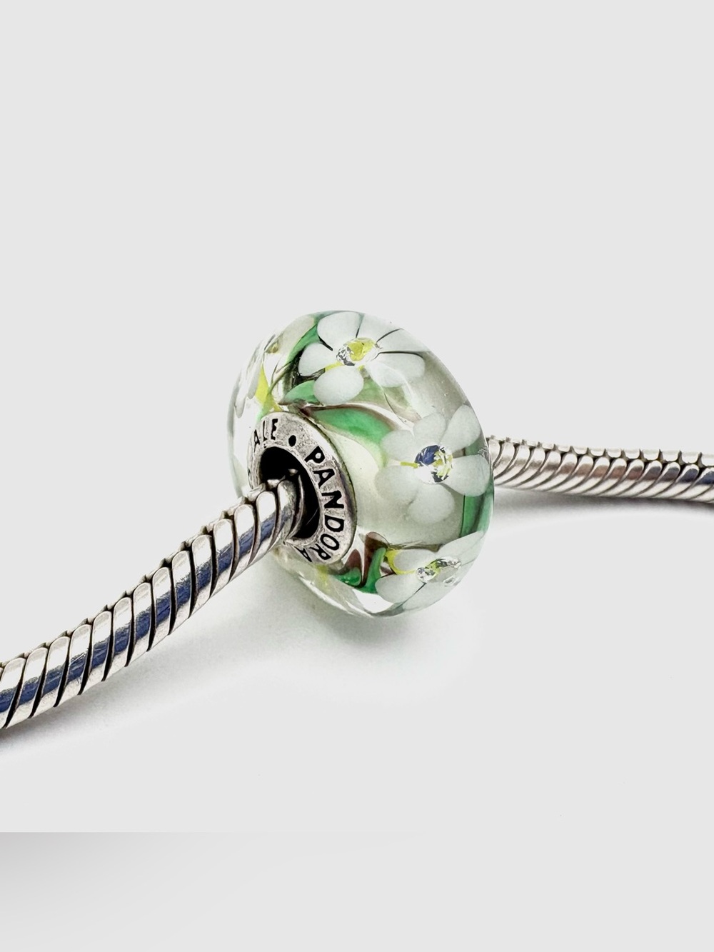 Pandora Wildflowers Murano Glass Sterling Silver Charm
